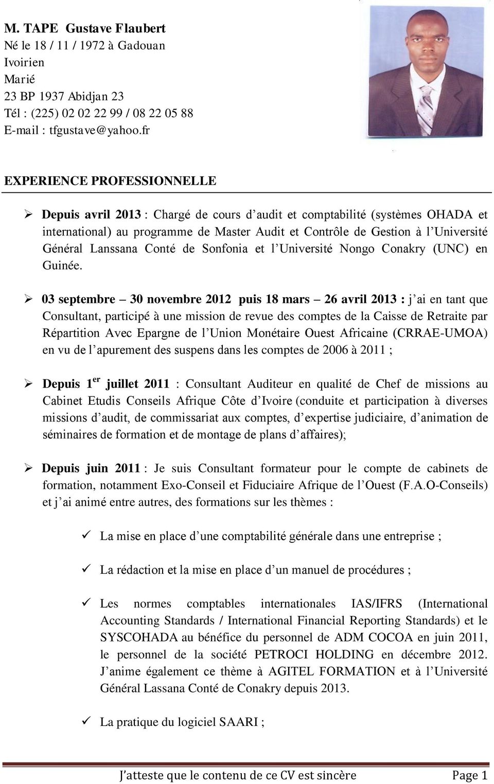 experience professionnelle