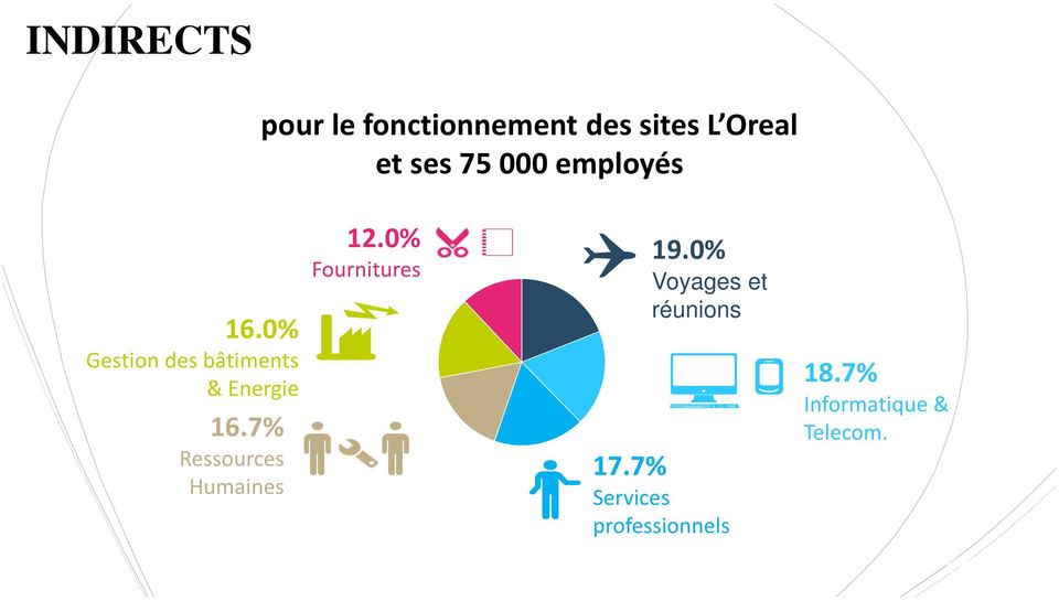 7% Ressources Humaines 12.0% Fournitures 19.