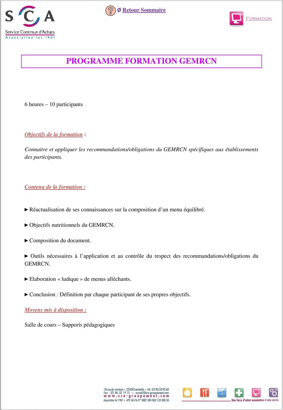 Objectifs nutritionnels du GEMRCN. Composition du document.