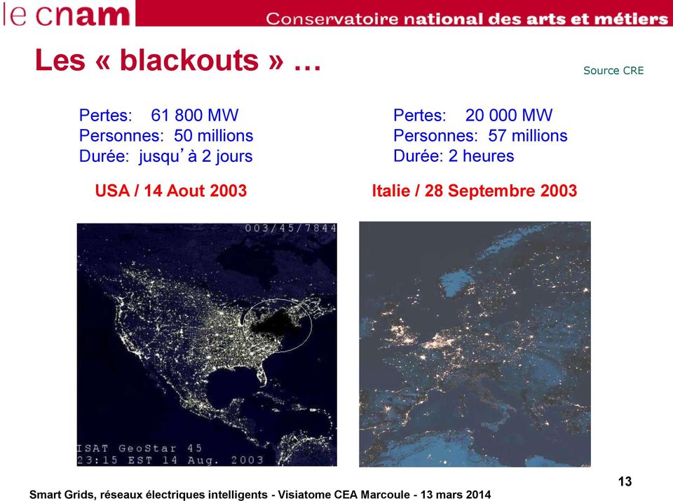USA / 14 Aout 2003 Pertes: 20 000 MW Personnes: