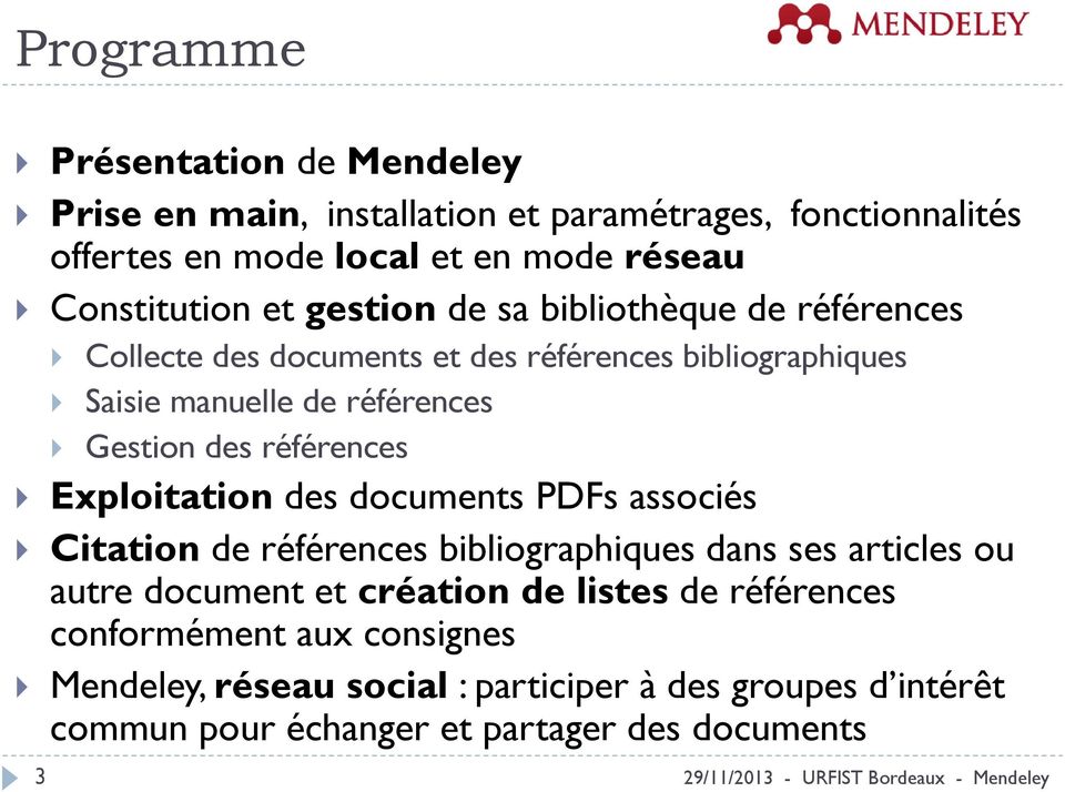 Gestion des références Exploitation des documents PDFs associés Citation de références bibliographiques dans ses articles ou autre document et