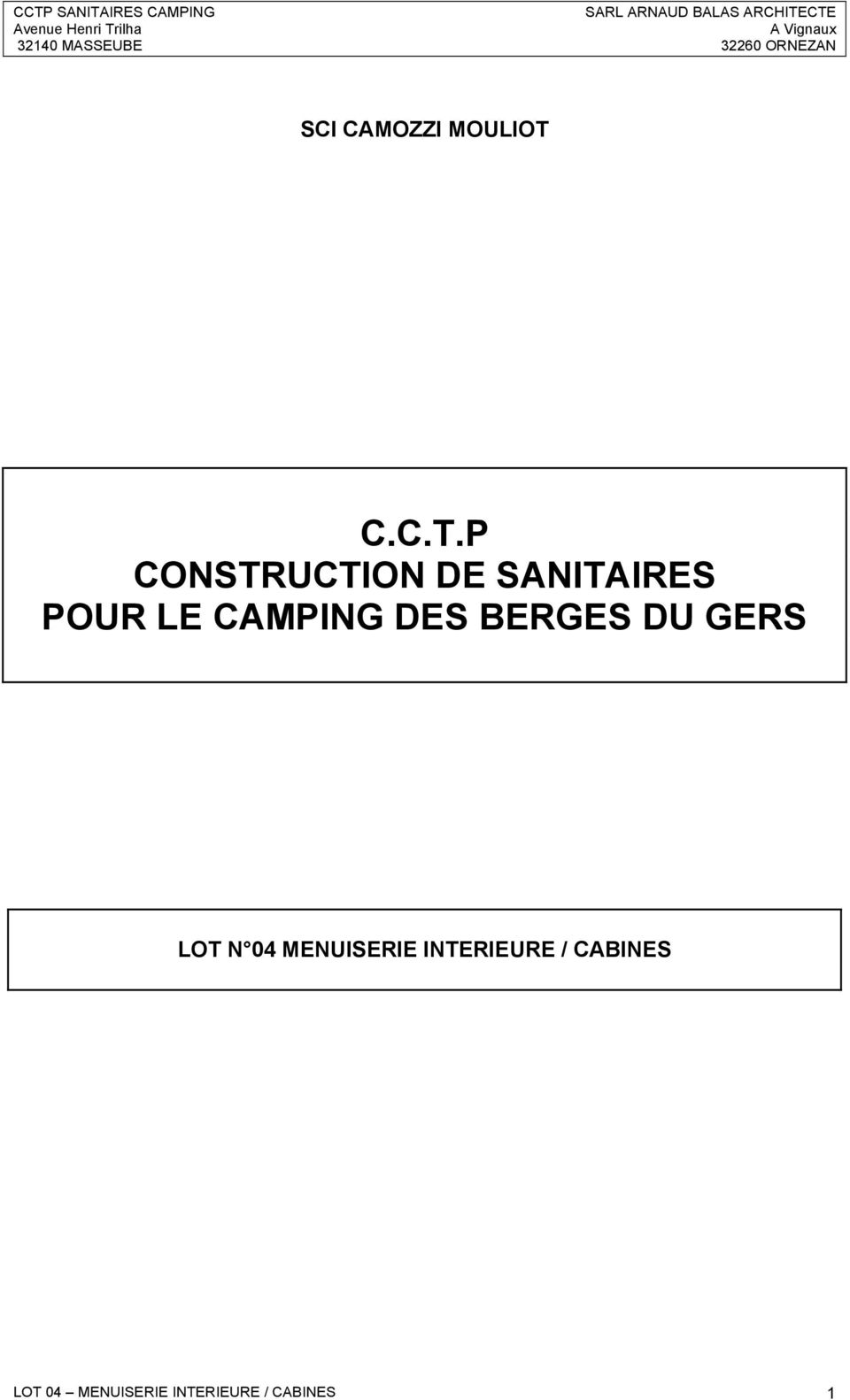P CONSTRUCTION DE SANITAIRES POUR LE