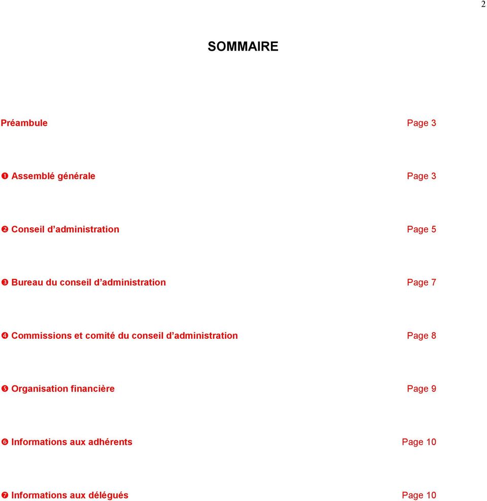 Commissions et comité du conseil d administration Page 8 Organisation