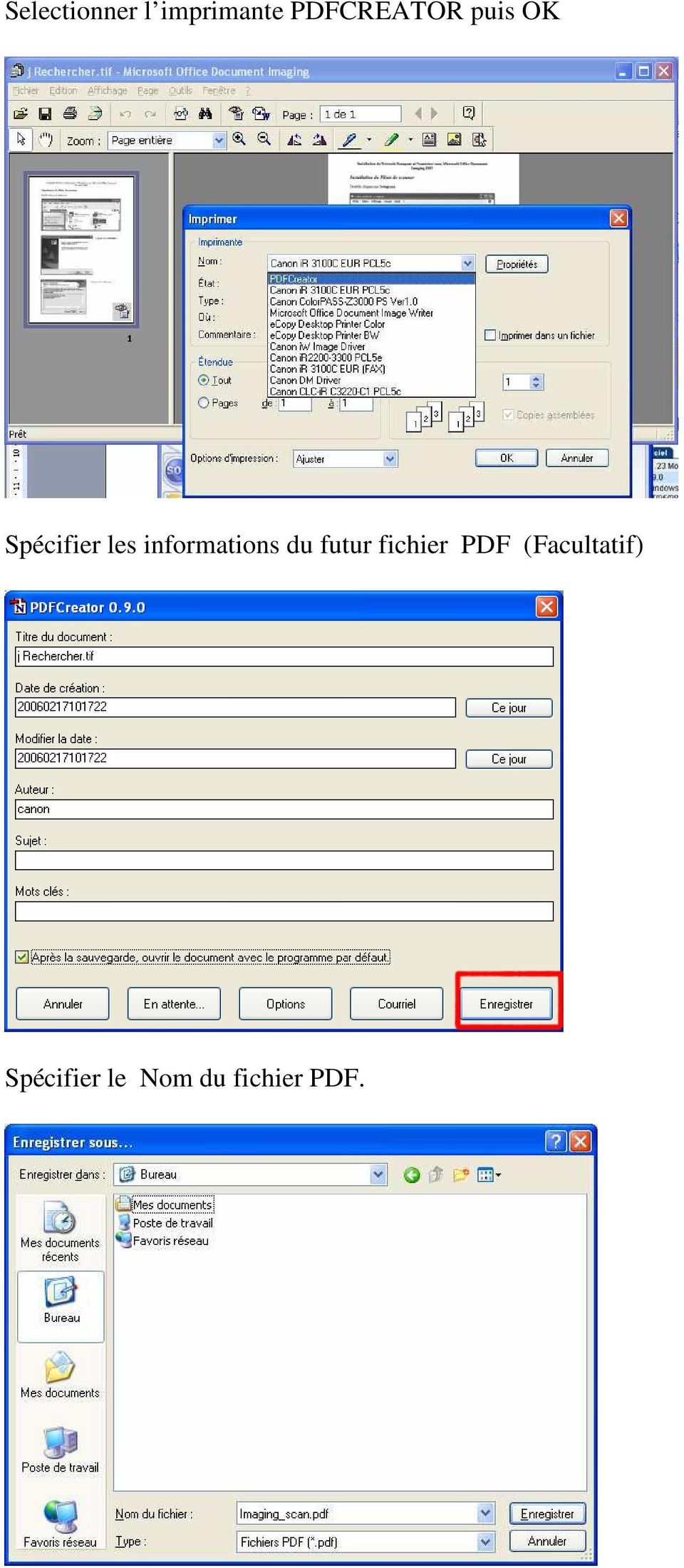informations du futur fichier PDF