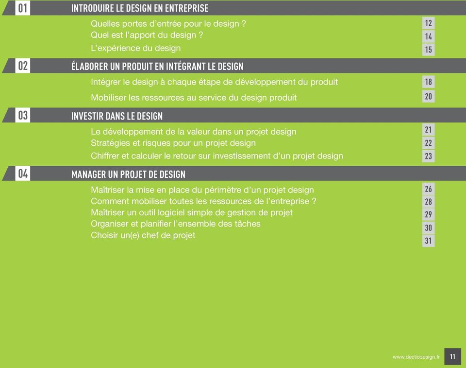 DESIGN Le développement de la valeur dans un projet design Stratégies et risques pour un projet design Chiffrer et calculer le retour sur investissement d un projet design MANAGER UN PROJET DE DESIGN