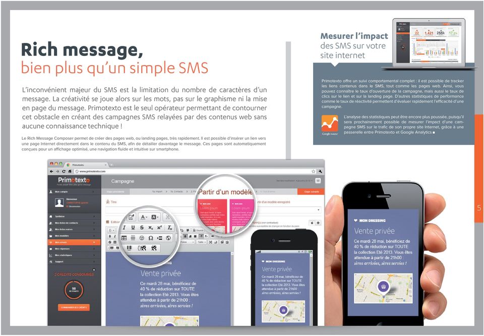 Primotexto est le seul opérateur permettant de contourner cet obstacle en créant des campagnes SMS relayées par des contenus web sans aucune connaissance technique!
