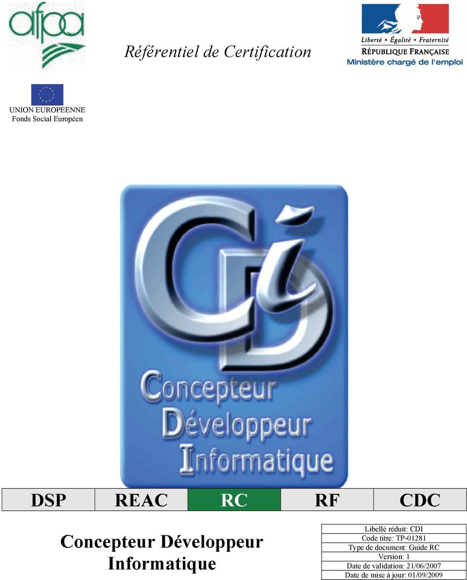 Libellé réduit: CDI Code titre: TP-01281 Type de document: Guide