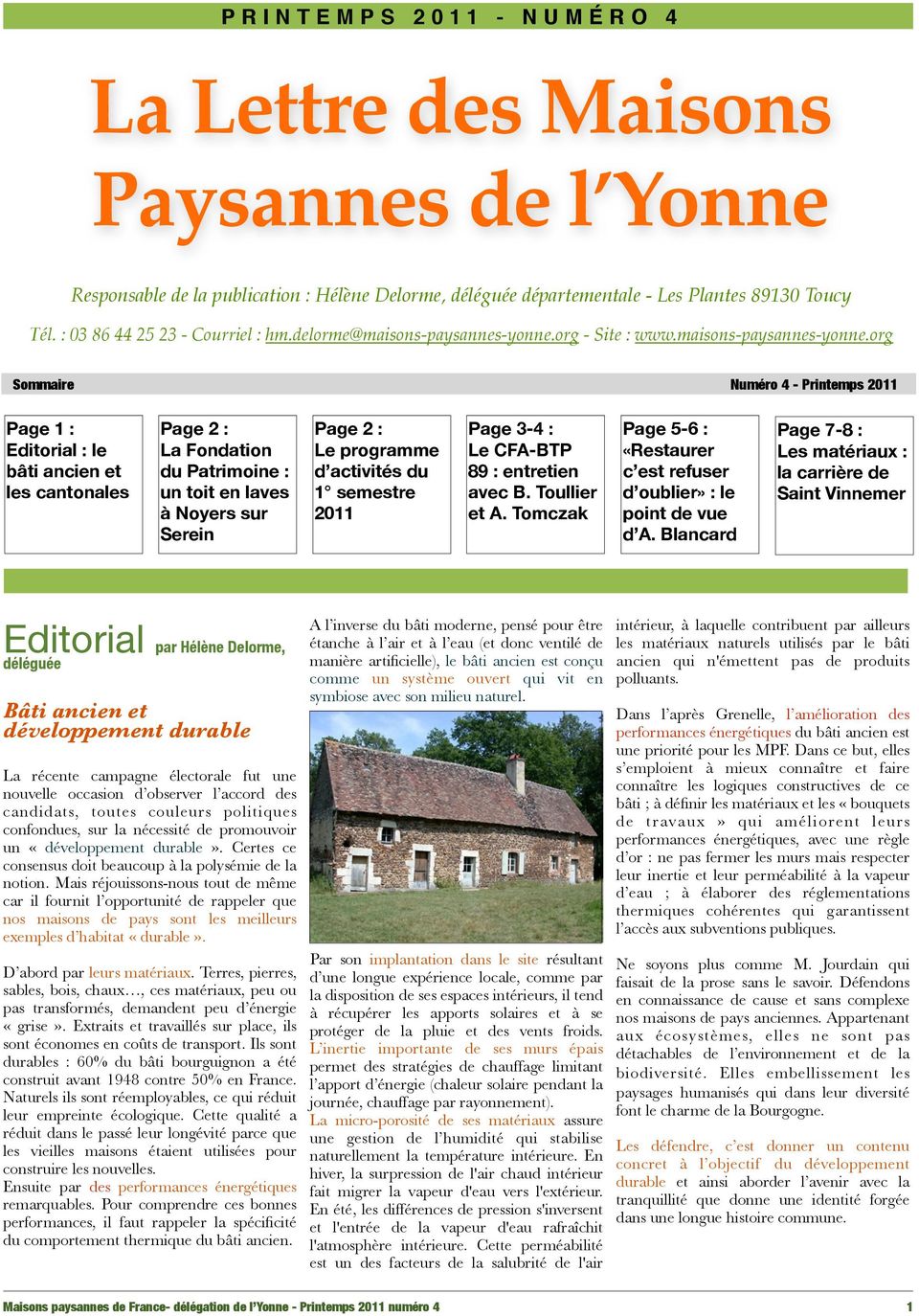 org - Site : www.maisons-paysannes-yonne.