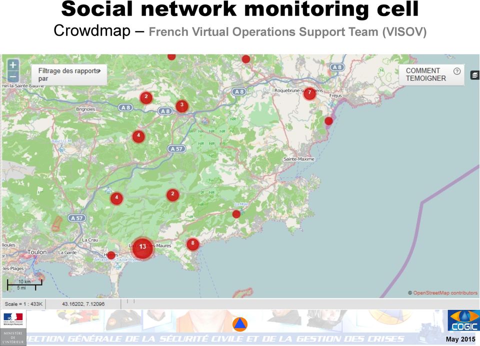 Social network monitoring cell Crowdmap