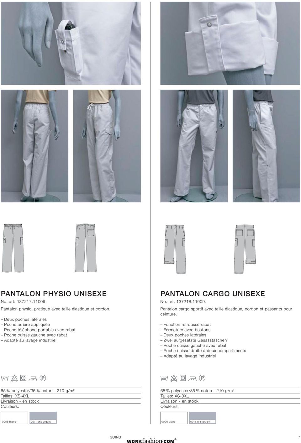 UNISEXE No. art. 137218.11009. Pantalon cargo sportif avec taille élastique, cordon et passants pour ceinture.