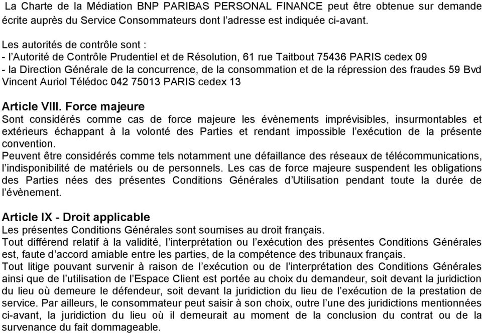 répression des fraudes 59 Bvd Vincent Auriol Télédoc 042 75013 PARIS cedex 13 Article VIII.