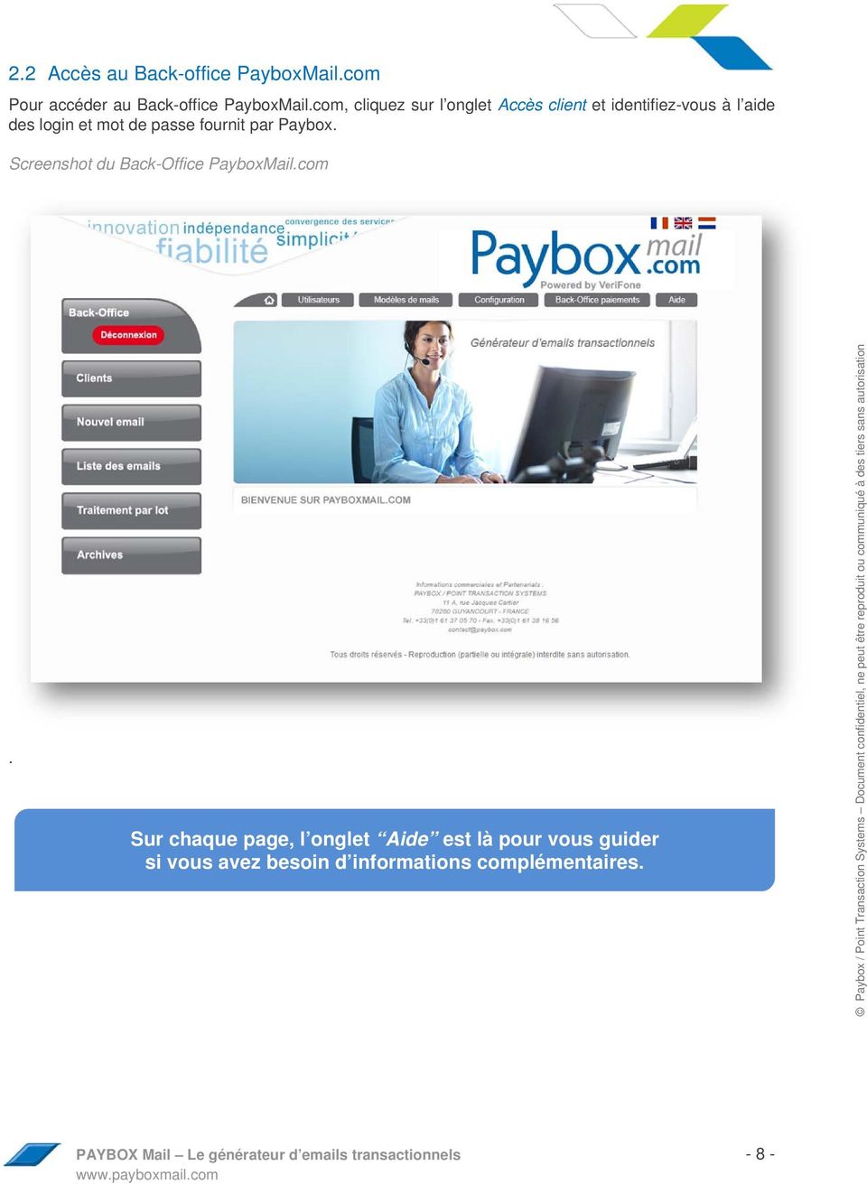 passe fournit par Paybox. Screenshot du Back-Office PayboxMail.com.