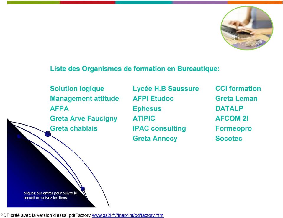 B Saussure CCI formation Management attitude AFPI Etudoc Greta