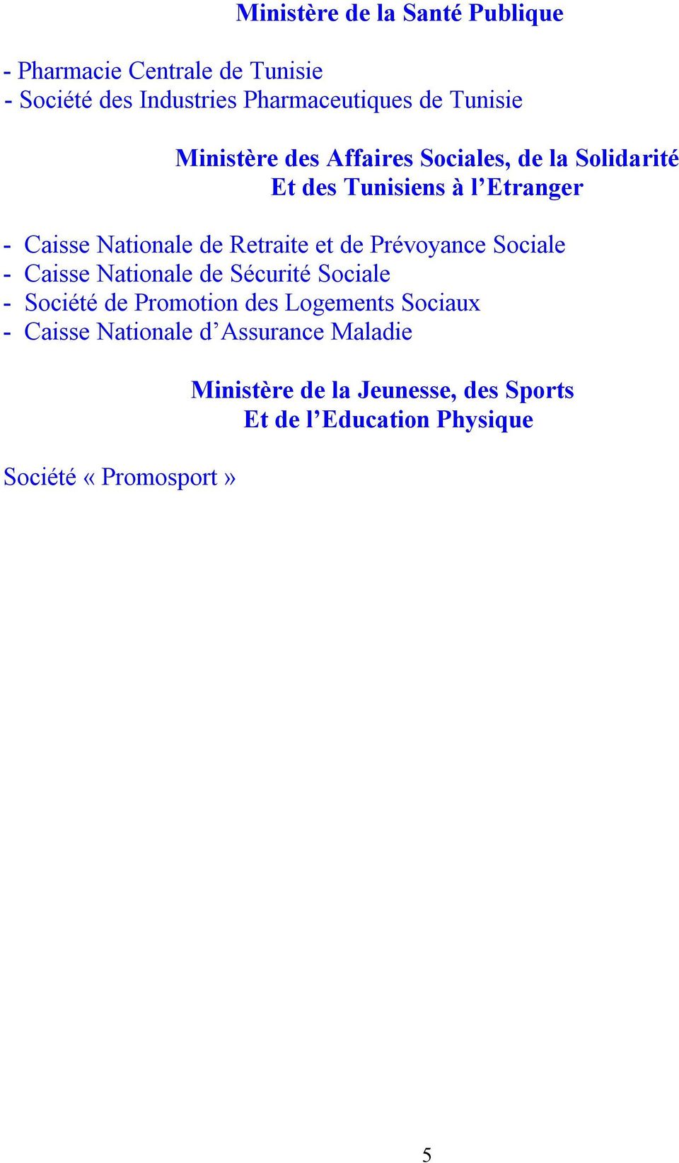 Prévoyance Sociale - Caisse Nationale de Sécurité Sociale - Société de Promotion des Logements Sociaux -