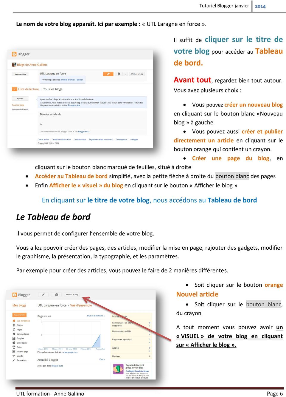 Vous pouvez aussi créer et publier directement un article en cliquant sur le bouton orange qui contient un crayon.