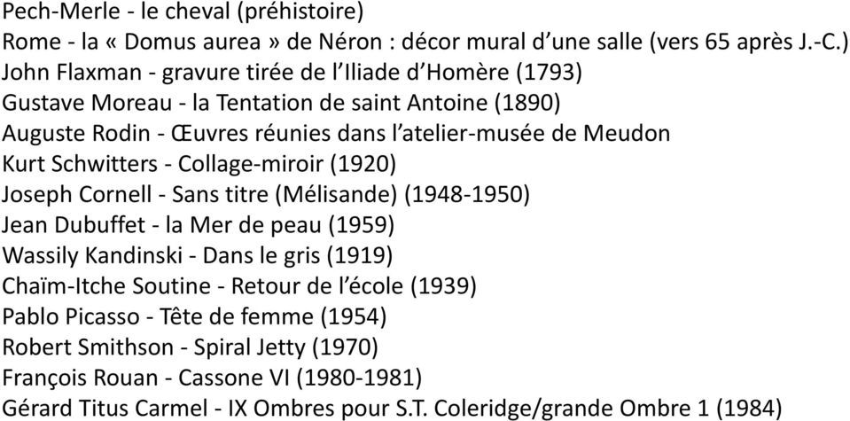 Meudon Kurt Schwitters - Collage-miroir (1920) Joseph Cornell - Sans titre (Mélisande) (1948-1950) Jean Dubuffet - la Mer de peau (1959) Wassily Kandinski - Dans le gris