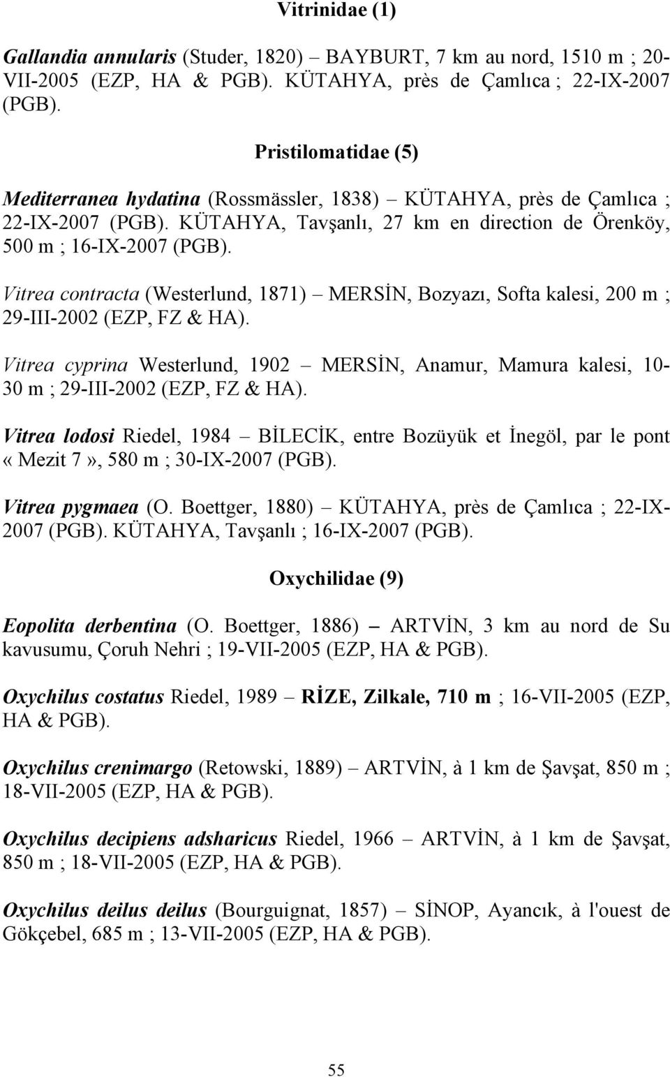 Vitrea contracta (Westerlund, 1871) MERSİN, Bozyazı, Softa kalesi, 200 m ; 29-III-2002 (EZP, FZ & HA).