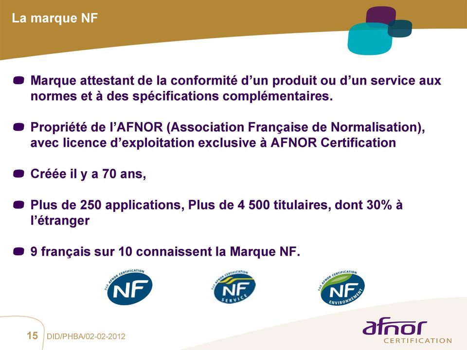 Propriété de l AFNOR (Association Française de Normalisation), avec licence d exploitation exclusive à