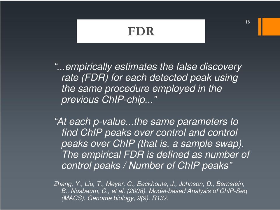 ChIP-chip... At each p-value.