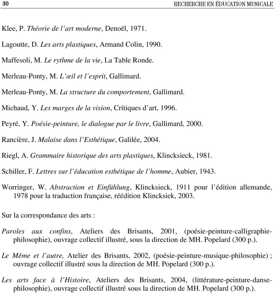 Poésie-peinture, le dialogue par le livre, Gallimard, 2000. Rancière, J. Malaise dans l Esthétique, Galilée, 2004. Riegl, A. Grammaire historique des arts plastiques, Klincksieck, 1981. Schiller, F.