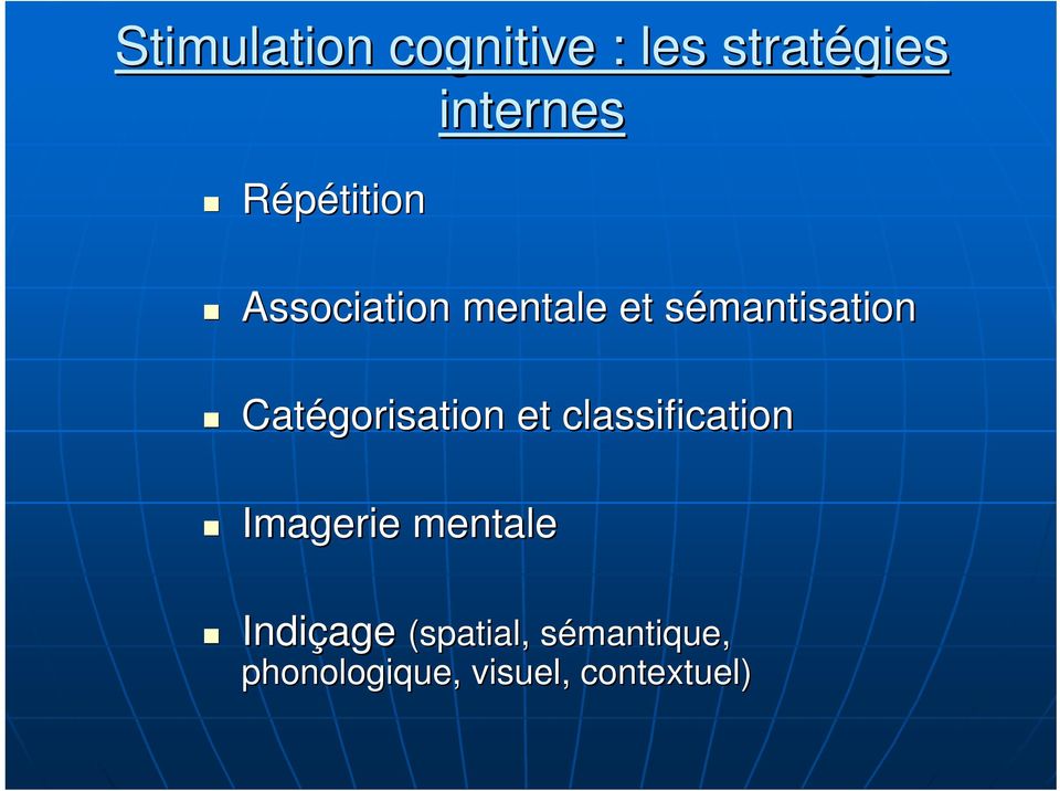 Catégorisation et classification Imagerie mentale