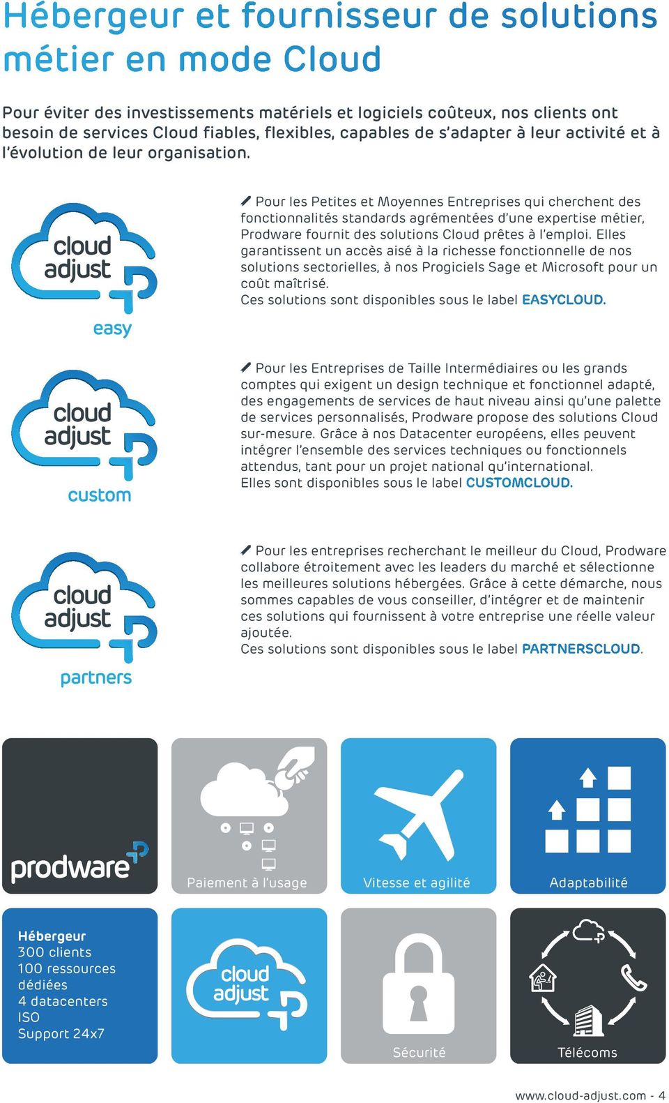 Pour les Petites et Moyennes Entreprises qui cherchent des fonctionnalités standards agrémentées d une expertise métier, Prodware fournit des solutions Cloud prêtes à l emploi.
