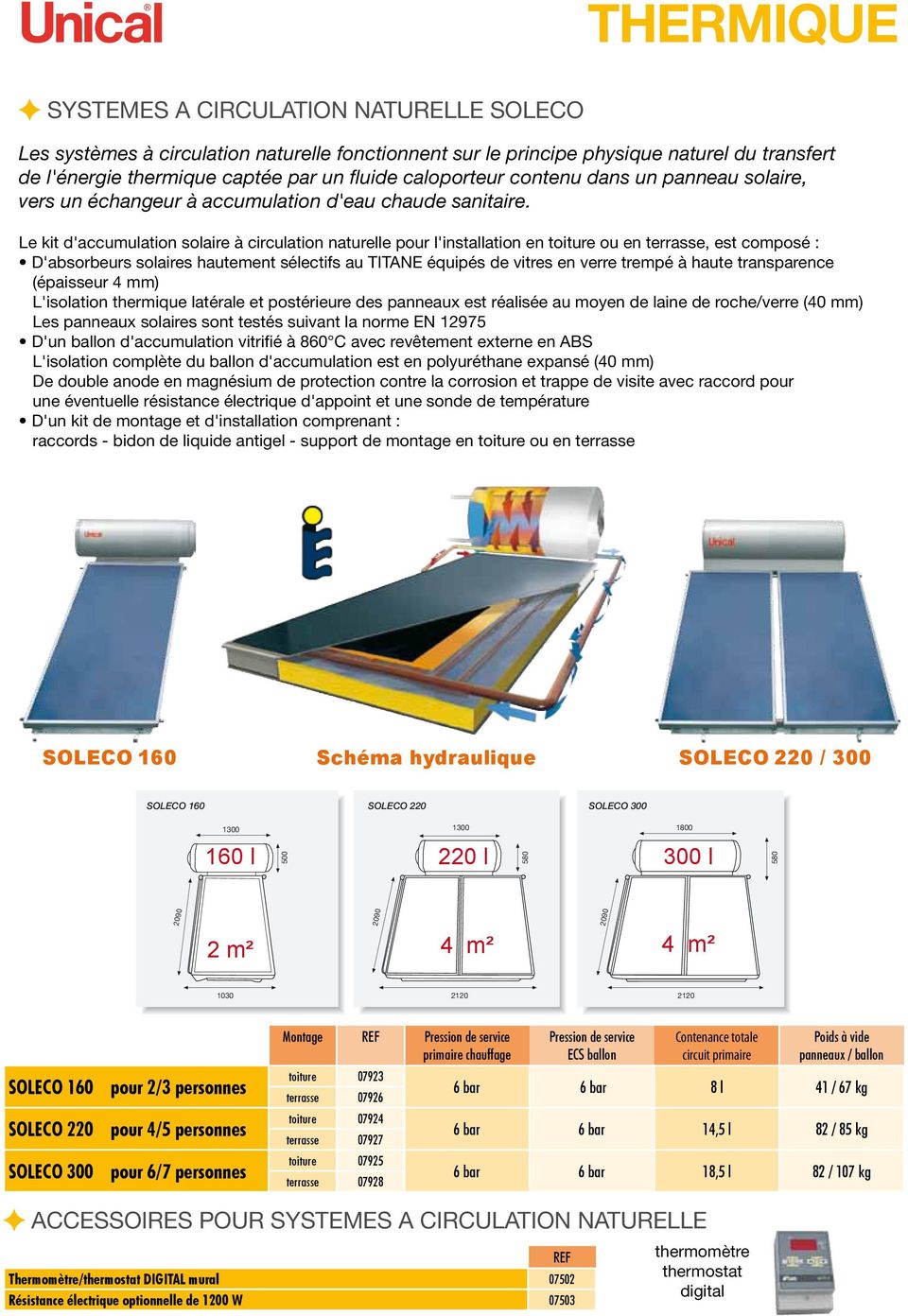 Le kit d'accumulation solaire à circulation naturelle pour l'installation en toiture ou en terrasse, est composé : D'absorbeurs solaires hautement sélectifs au TITANE équipés de vitres en verre