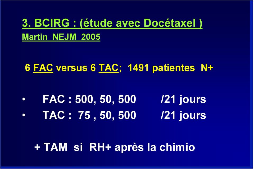 patientes N+ FAC : 500, 50, 500 /21 jours