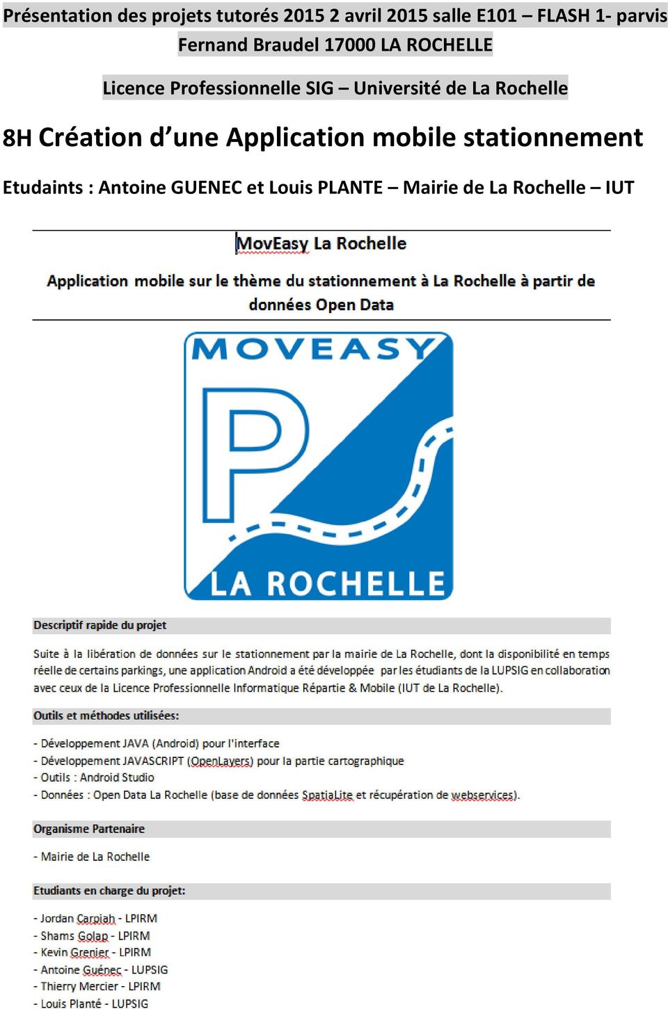 Université de La Rochelle 8H Création d une Application mobile