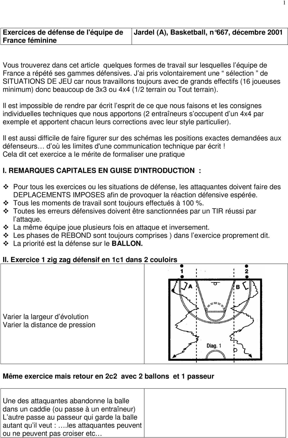Exercices de défense de l'équipe de France féminine. Jardel (A), Basketball,  n 667, décembre PDF Free Download