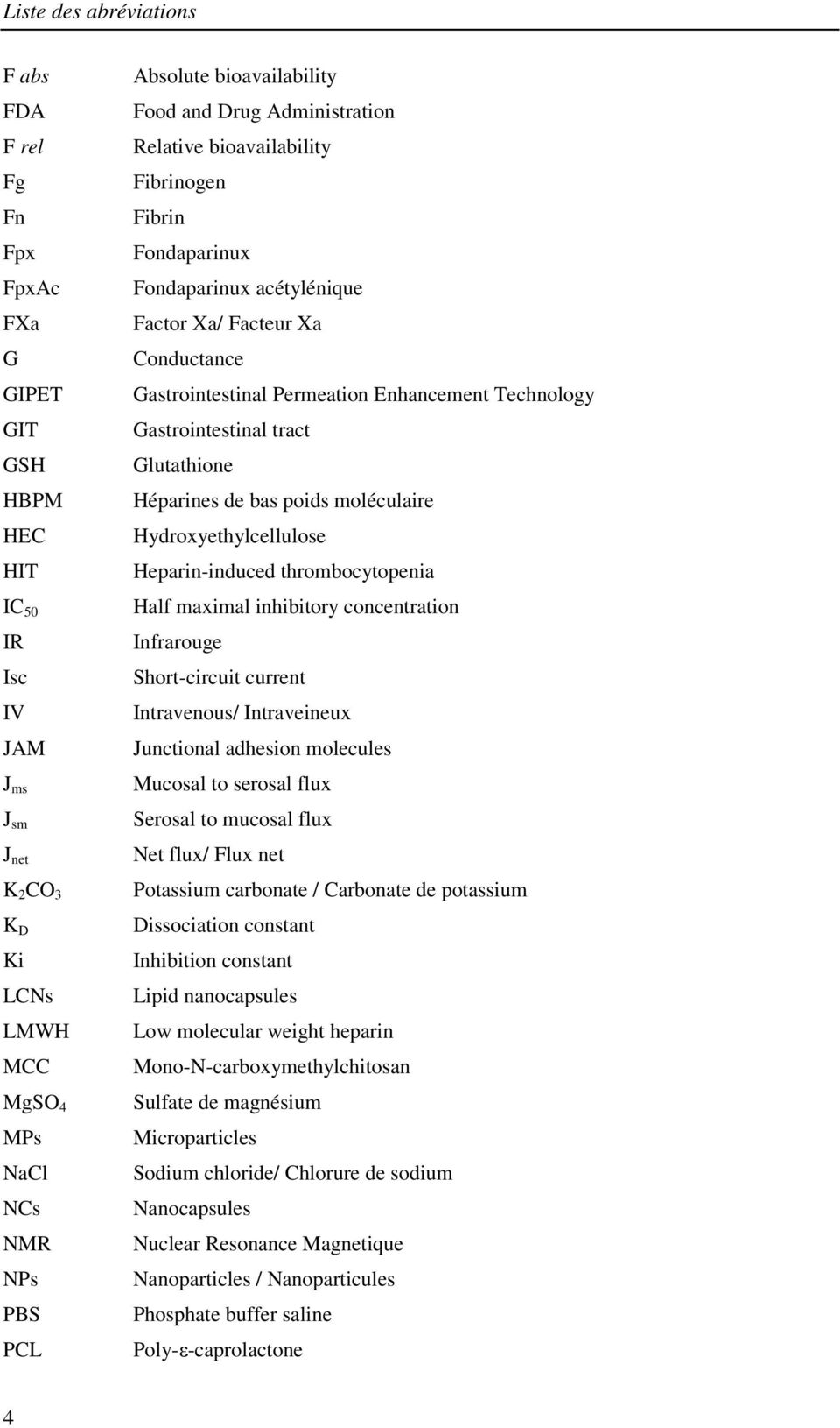 Enhancement Technology Gastrointestinal tract Glutathione Héparines de bas poids moléculaire Hydroxyethylcellulose Heparin-induced thrombocytopenia Half maximal inhibitory concentration Infrarouge
