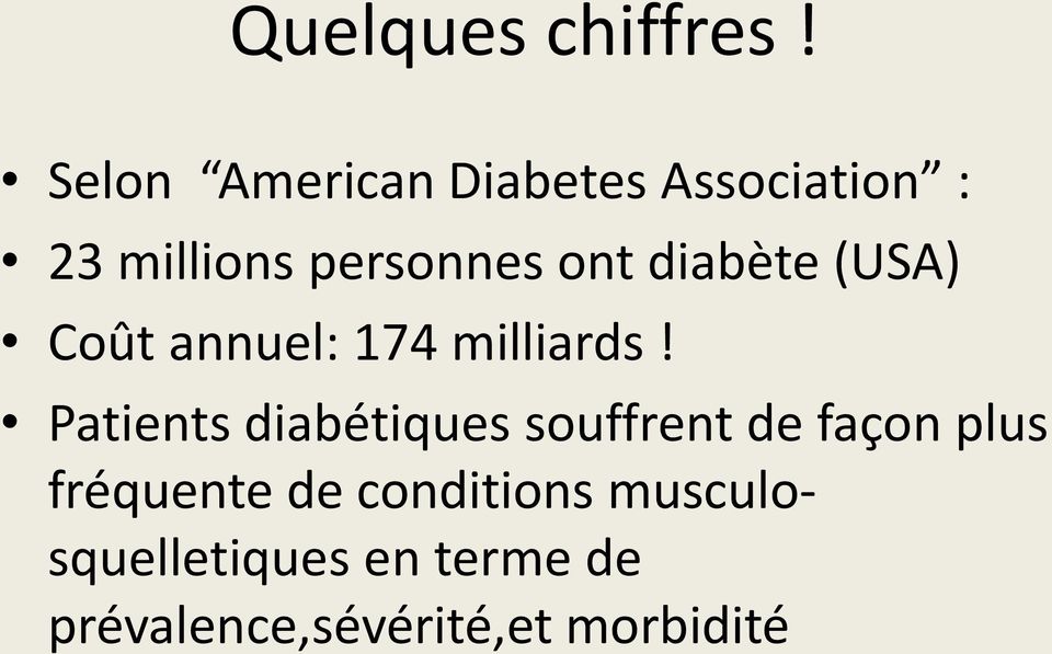 diabète (USA) Coût annuel: 174 milliards!