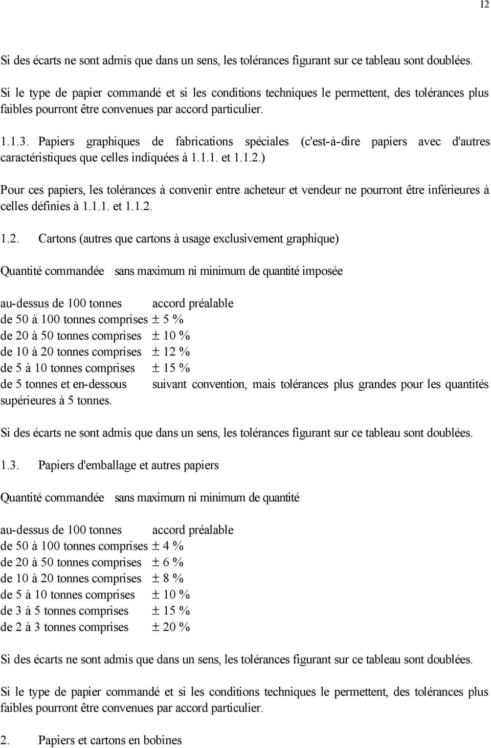 Papiers graphiques de fabrications spéciales (c'est-à-dire papiers avec d'autres caractéristiques que celles indiquées à 1.1.1. et 1.1.2.
