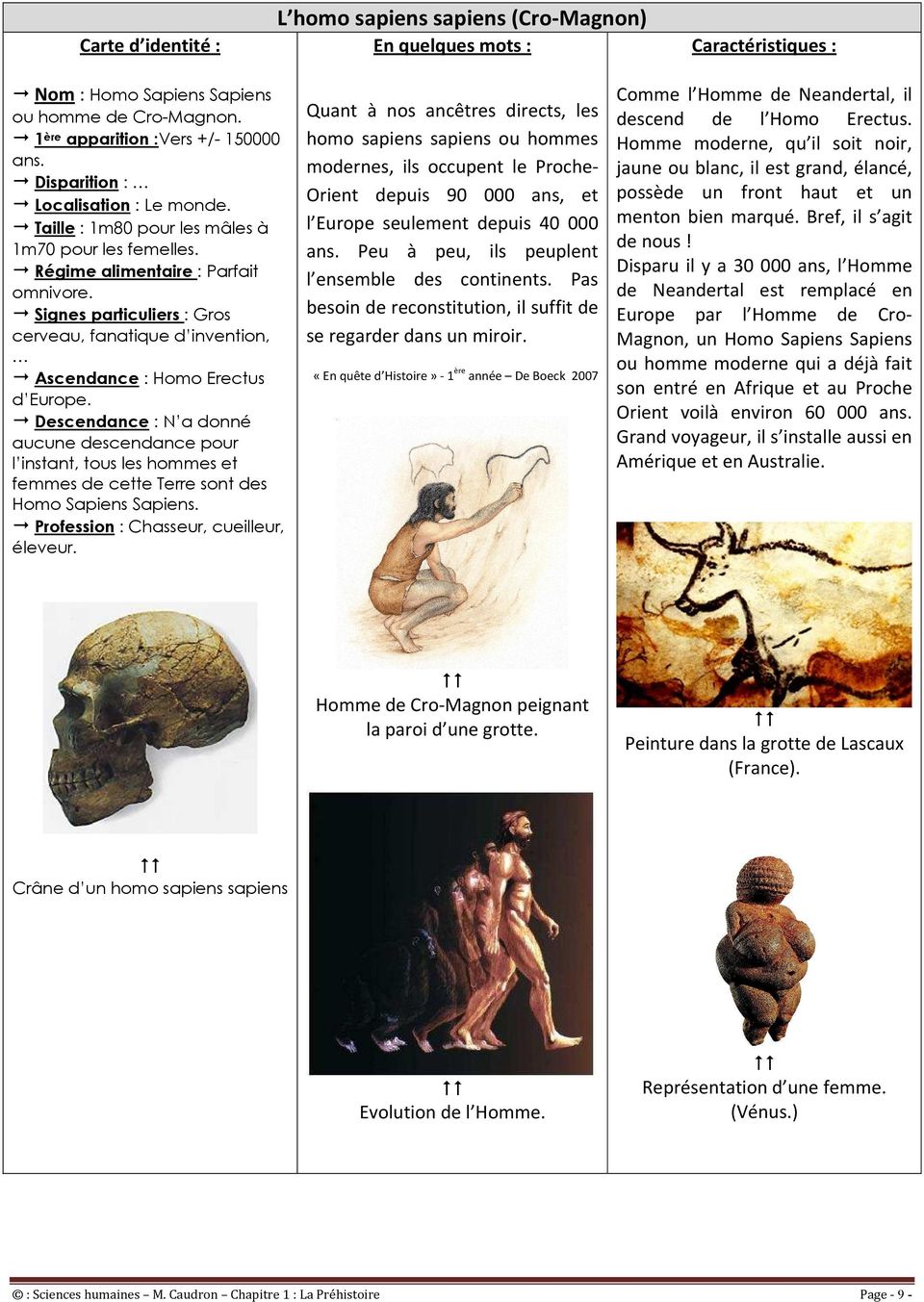 Signes particuliers : Gros cerveau, fanatique d invention, Ascendance : Homo Erectus d Europe.