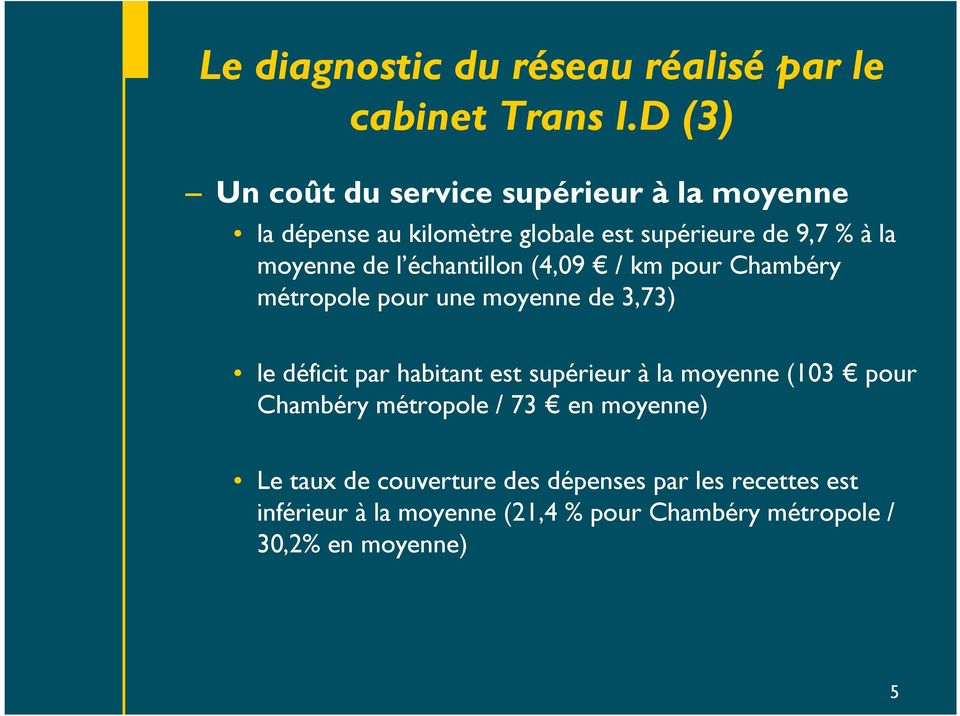 l échantillon (4,09 / km pour Chambéry métropole pour une moyenne de 3,73) le déficit par habitant est supérieur à la