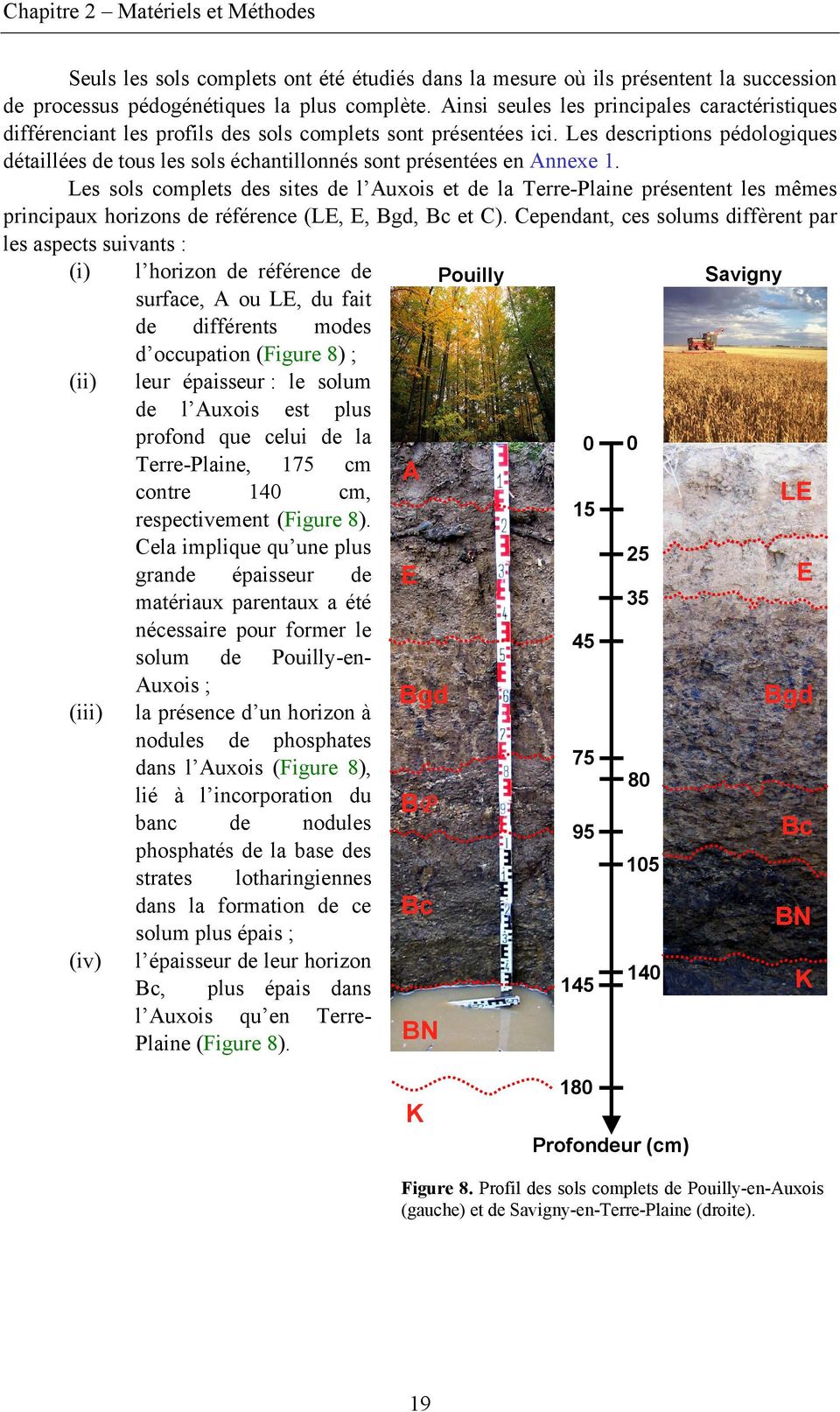 Les descriptions pédologiques détaillées de tous les sols échantillonnés sont présentées en Annexe 1.