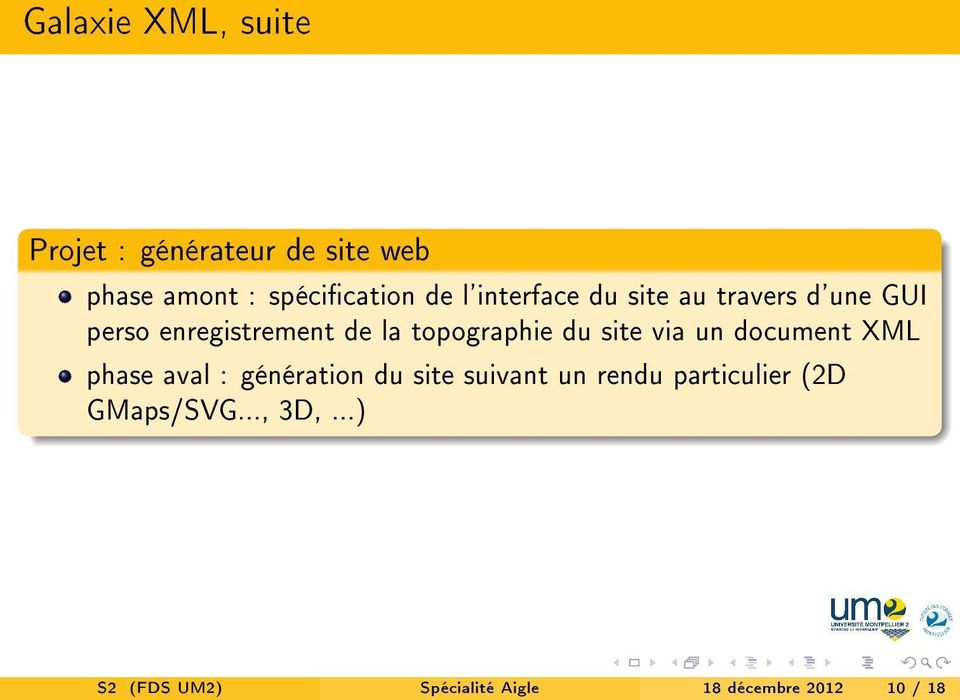 site via un document XML phase aval : génération du site suivant un rendu