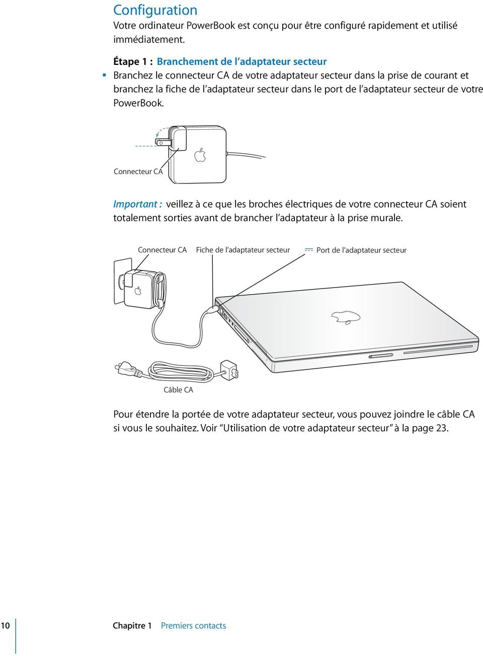 adaptateur secteur de votre PowerBook.