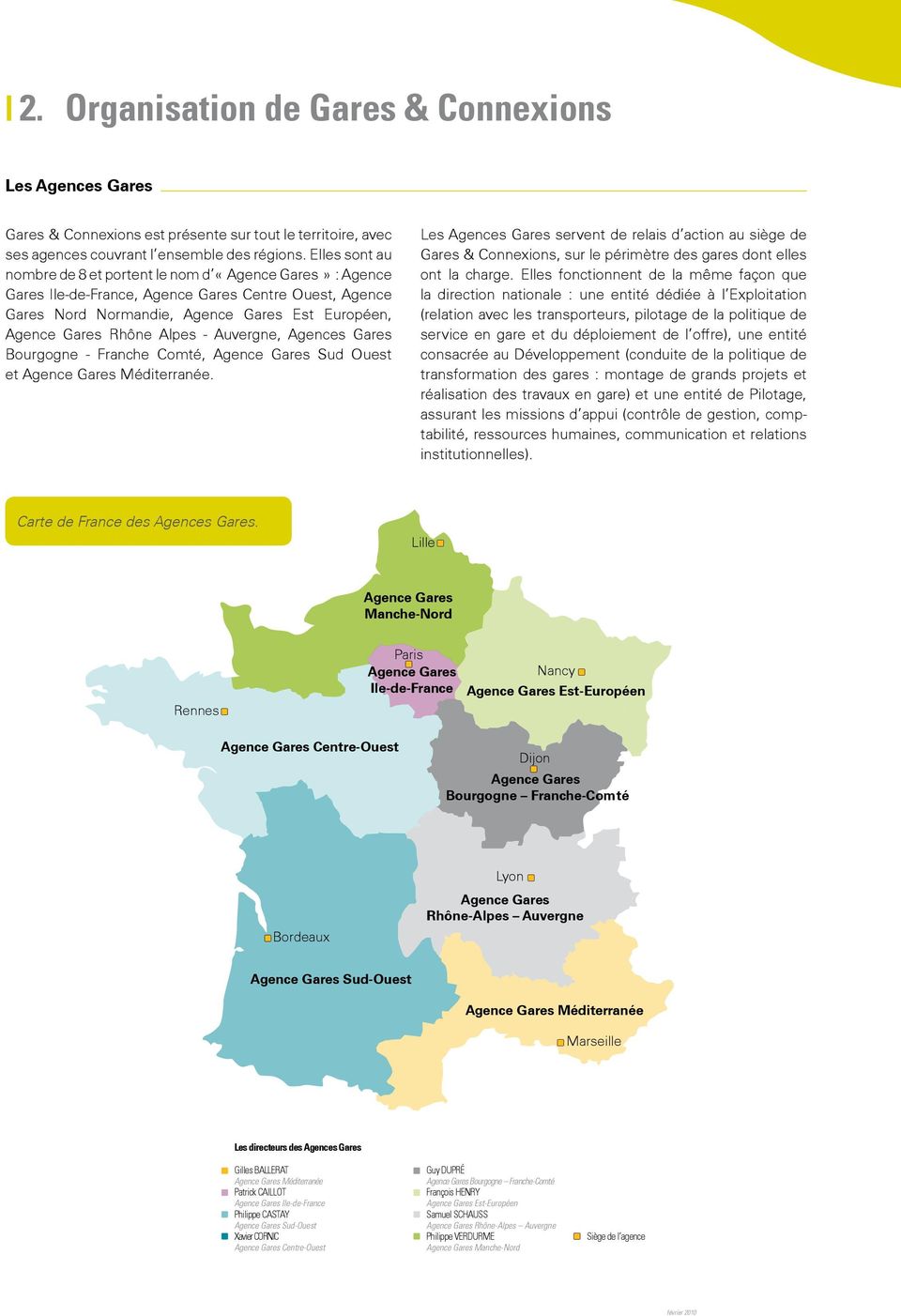 - Auvergne, Agences Gares Bourgogne - Franche Comté, Agence Gares Sud Ouest et Agence Gares Méditerranée.