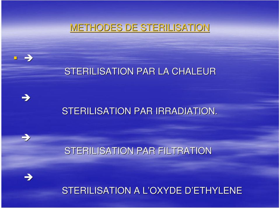 STERILISATION PAR IRRADIATION.