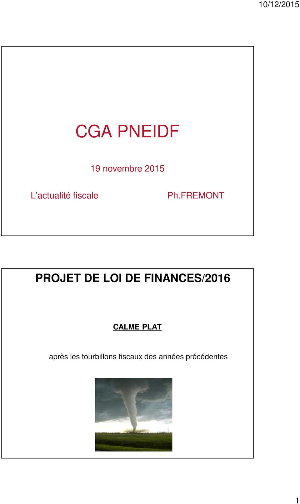 FREMONT PROJET DE LOI DE FINANCES/2016
