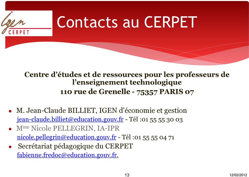 Jean-Claude BILLIET, IGEN d économie et gestion jean-claude.billiet@education.gouv.
