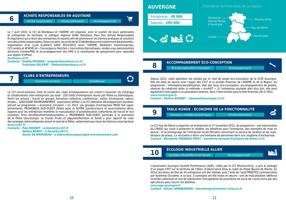 Dans ce cadre, les outils de la CCI de Bordeaux ont notamment été présentés : organisation d un cycle d ateliers SARA 2014/2015 (avec l ADEME, Médiation Interentreprises, CCI Landes et AFNOR) et
