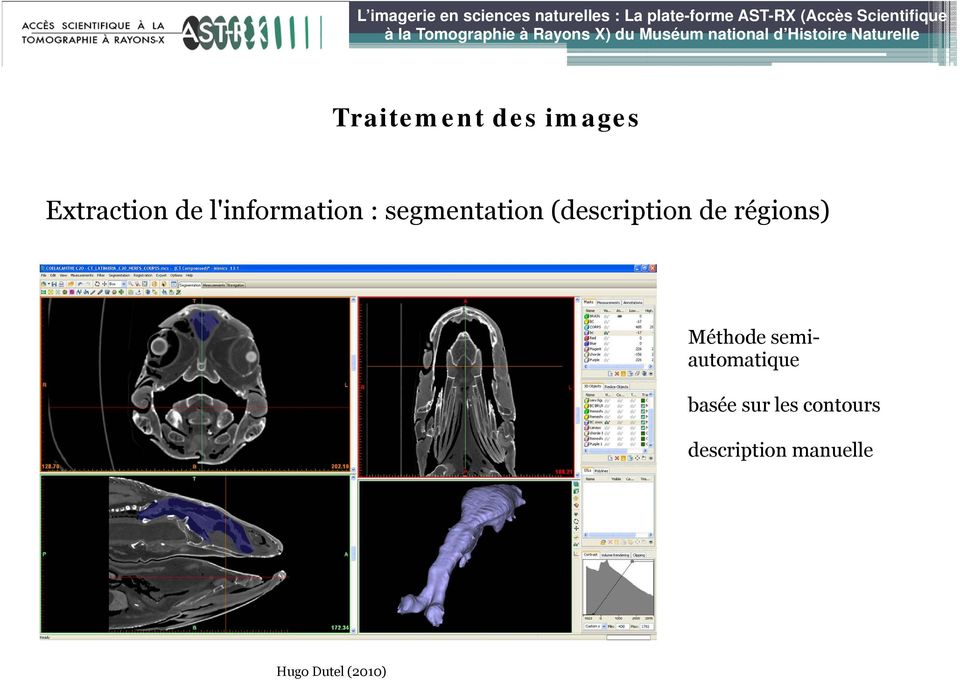 des images Extraction de l'information : segmentation (description de régions)