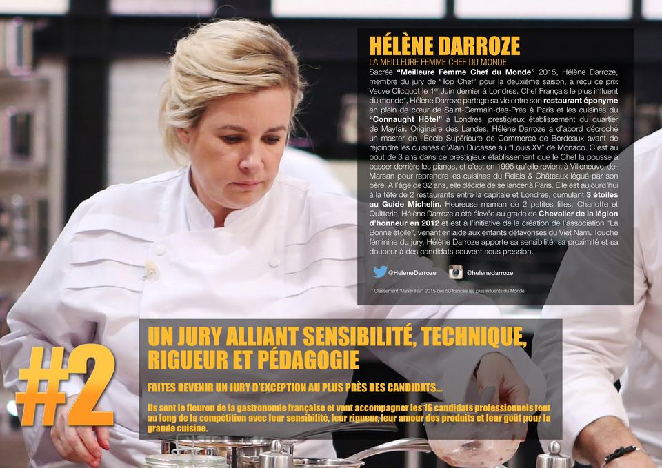 Chef Français le plus influent du monde*, Hélène Darroze partage sa vie entre son restaurant éponyme en plein de cœur de Saint-Germain-des-Prés à Paris et les cuisines du Connaught Hôtel à Londres,