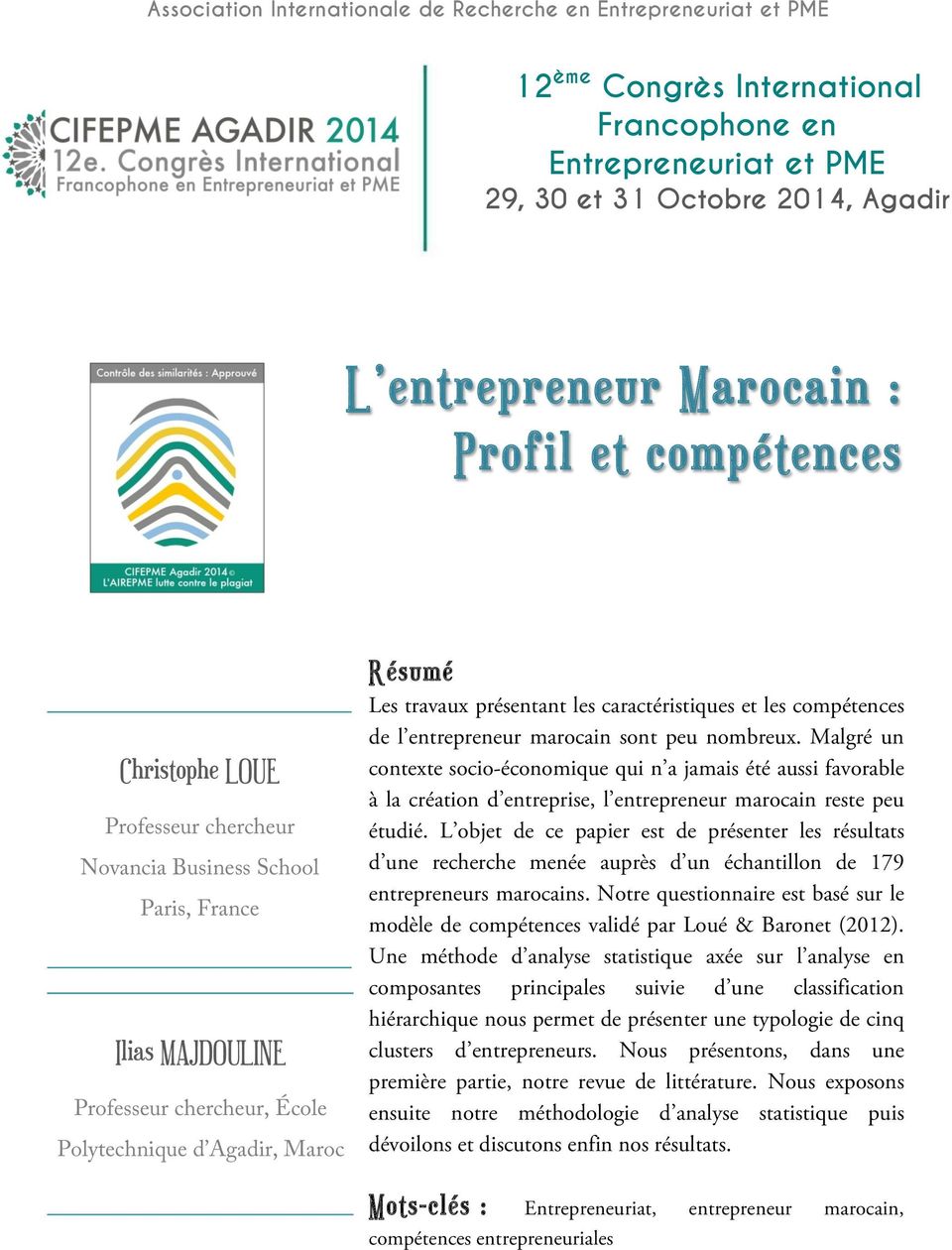caractéristiques et les compétences de l entrepreneur marocain sont peu nombreux.