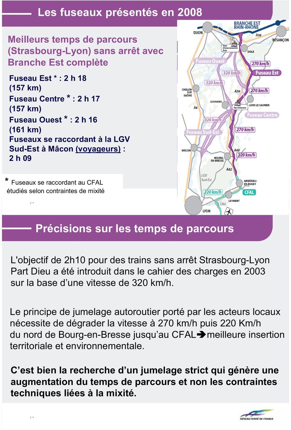 de 2h10 pour des trains sans arrêt Strasbourg-Lyon Part Dieu a été introduit dans le cahier des charges en 2003 sur la base d une vitesse de 320 km/h.
