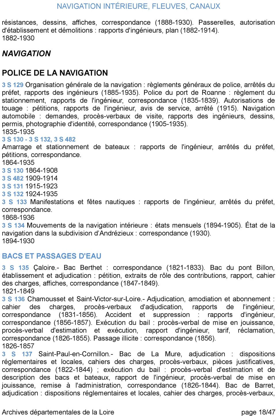 Police du port de Roanne : règlement du stationnement, rapports de l'ingénieur, correspondance (1835-1839).