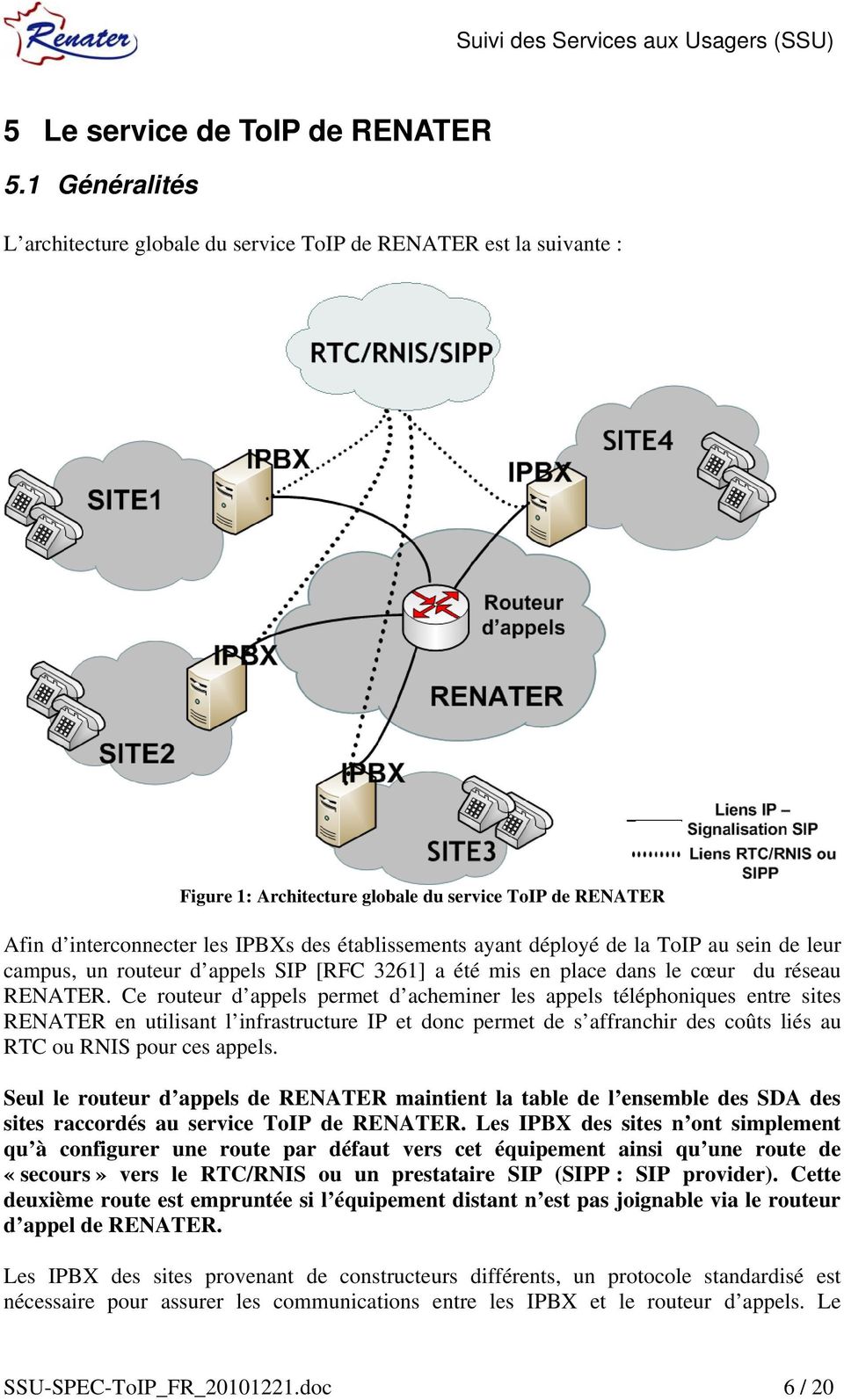 déployé de la ToIP au sein de leur campus, un routeur d appels SIP [RFC 3261] a été mis en place dans le cœur du réseau RENATER.