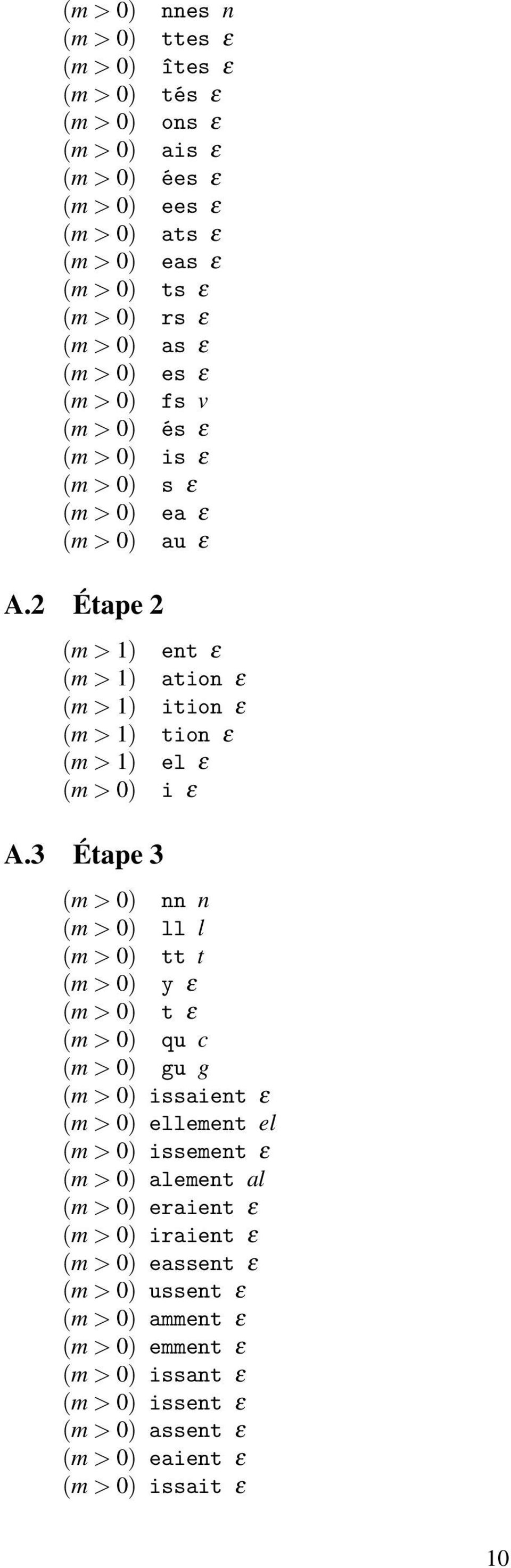 2 Étape 2 (m > 1) ent ε (m > 1) ation ε (m > 1) ition ε (m > 1) tion ε (m > 1) el ε (m > 0) i ε A.